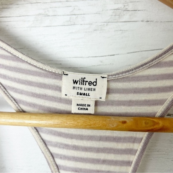 Aritzia Wilfred Striped Racerback Tank Cream Lilac Viscose Linen Relaxed Small - Picture 3 of 9